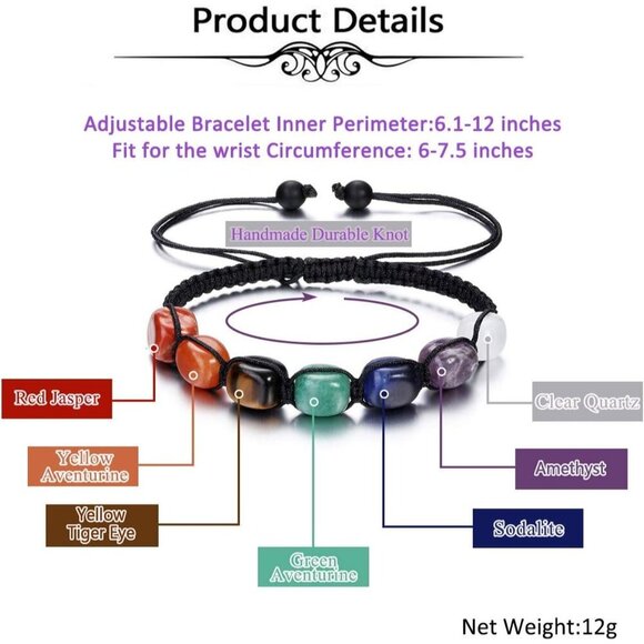 3pcs Healing Crystals Yoga Stone Bead Chakra Relax Bracelet for Womens Mens - Picture 7 of 8